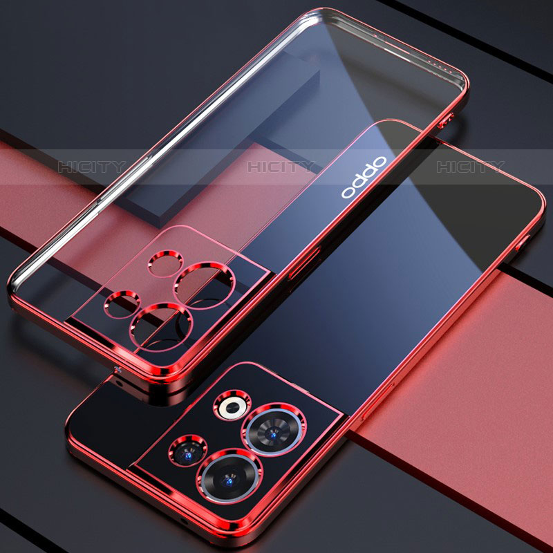 Custodia Silicone Trasparente Ultra Sottile Cover Morbida H05 per Oppo Reno9 5G Rosso