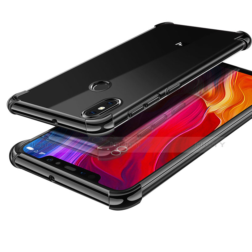 Custodia Silicone Trasparente Ultra Sottile Cover Morbida H05 per Xiaomi Mi 8 Nero