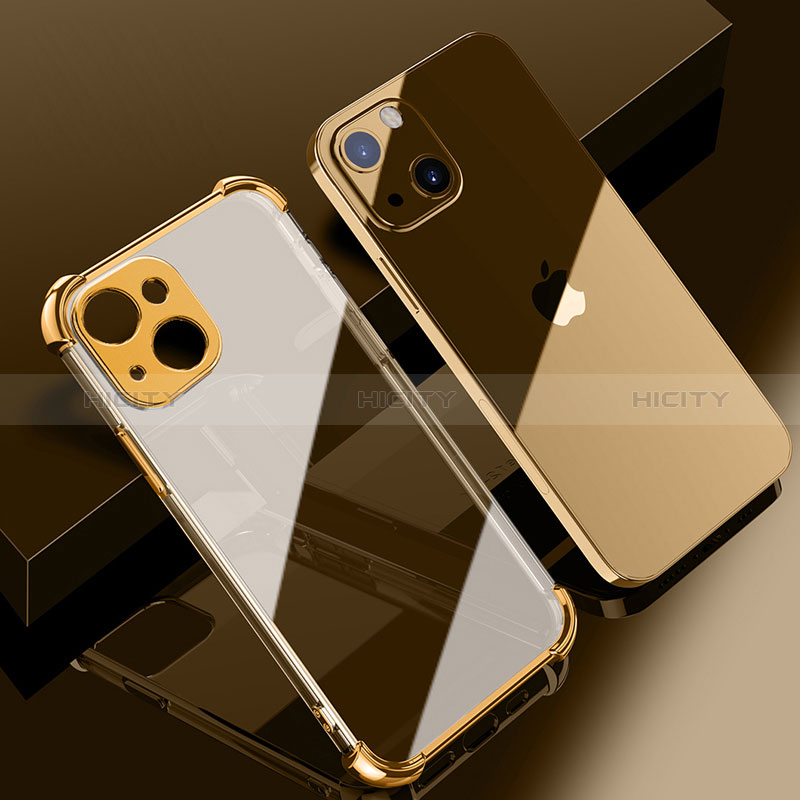 Custodia Silicone Trasparente Ultra Sottile Cover Morbida H06 per Apple iPhone 15 Plus Oro