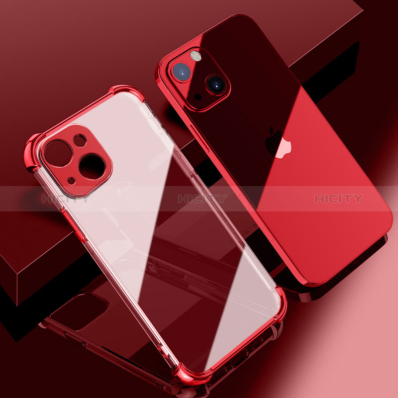 Custodia Silicone Trasparente Ultra Sottile Cover Morbida H06 per Apple iPhone 15 Plus Rosso