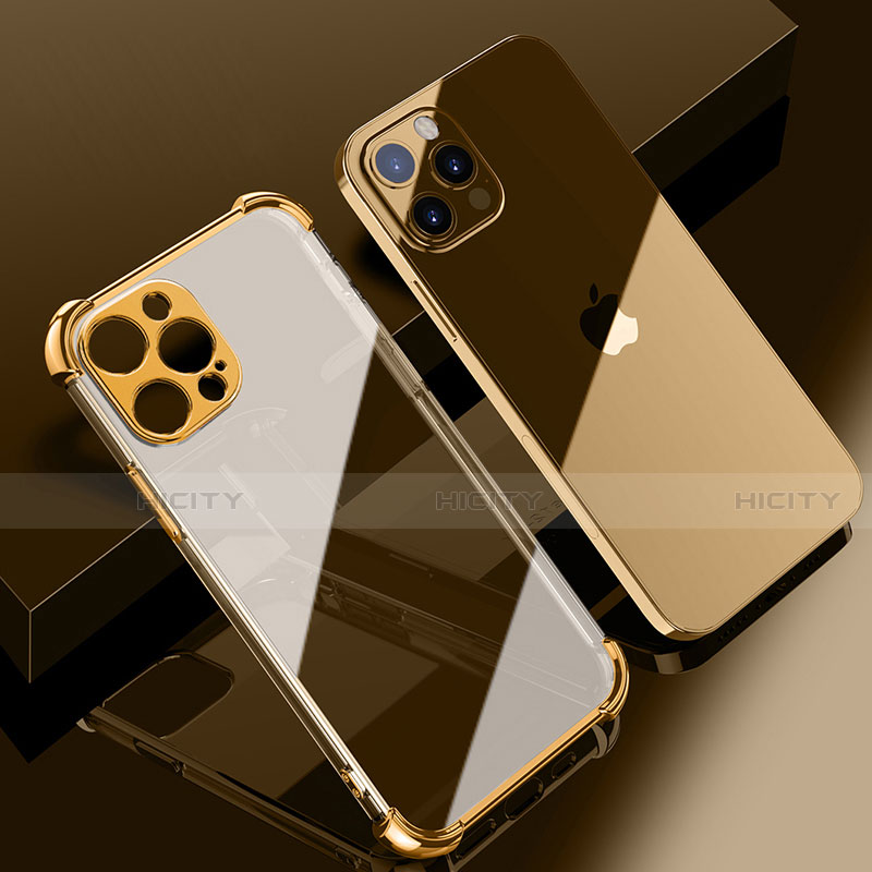 Custodia Silicone Trasparente Ultra Sottile Cover Morbida H06 per Apple iPhone 15 Pro Max Oro