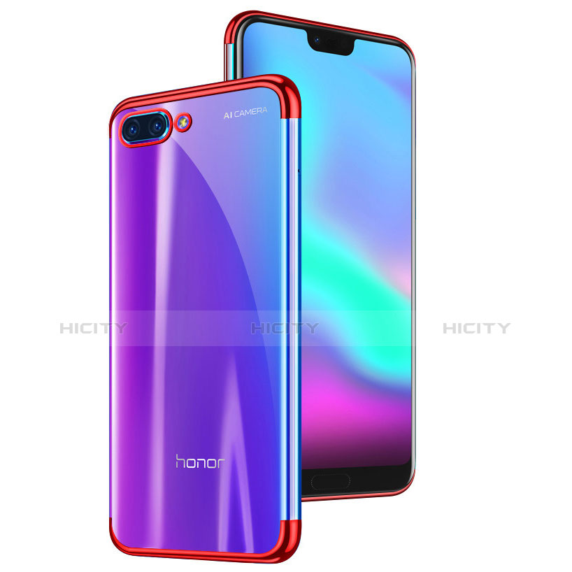 Custodia Silicone Trasparente Ultra Sottile Cover Morbida H06 per Huawei Honor 10 Rosso