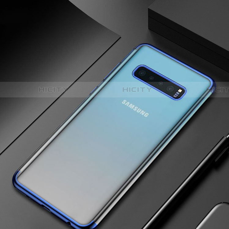 Custodia Silicone Trasparente Ultra Sottile Cover Morbida H07 per Samsung Galaxy S10 5G Blu