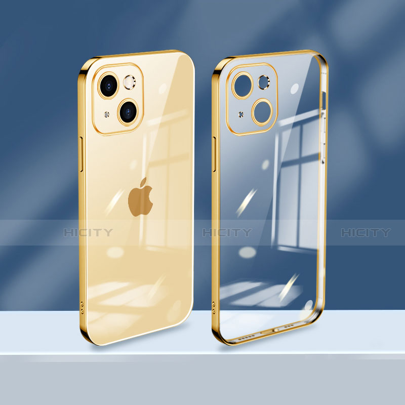 Custodia Silicone Trasparente Ultra Sottile Cover Morbida H08 per Apple iPhone 15 Plus Oro