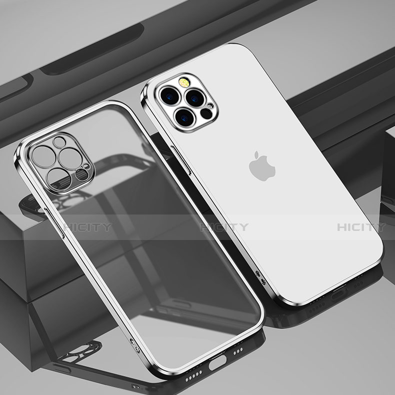 Custodia Silicone Trasparente Ultra Sottile Cover Morbida H11 per Apple iPhone 13 Pro Max Argento