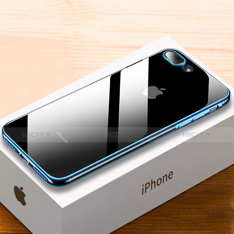 Custodia Silicone Trasparente Ultra Sottile Cover Morbida HC02 per Apple iPhone 8 Plus Blu