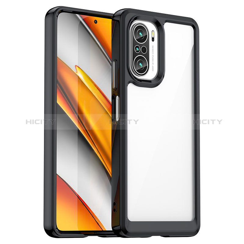 Custodia Silicone Trasparente Ultra Sottile Cover Morbida JS1 per Xiaomi Redmi K40 Pro 5G Nero