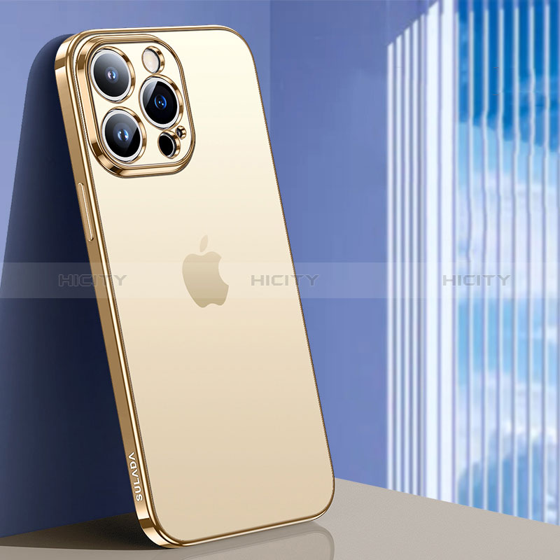 Custodia Silicone Trasparente Ultra Sottile Cover Morbida LD1 per Apple iPhone 14 Pro Oro