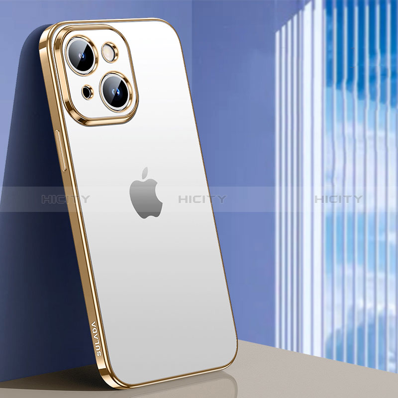 Custodia Silicone Trasparente Ultra Sottile Cover Morbida LD1 per Apple iPhone 15 Oro