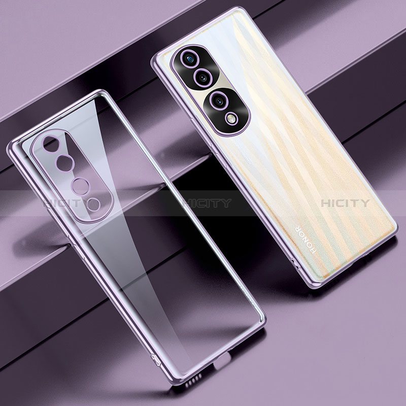 Custodia Silicone Trasparente Ultra Sottile Cover Morbida LD1 per Huawei Honor 70 Pro+ Plus 5G Viola