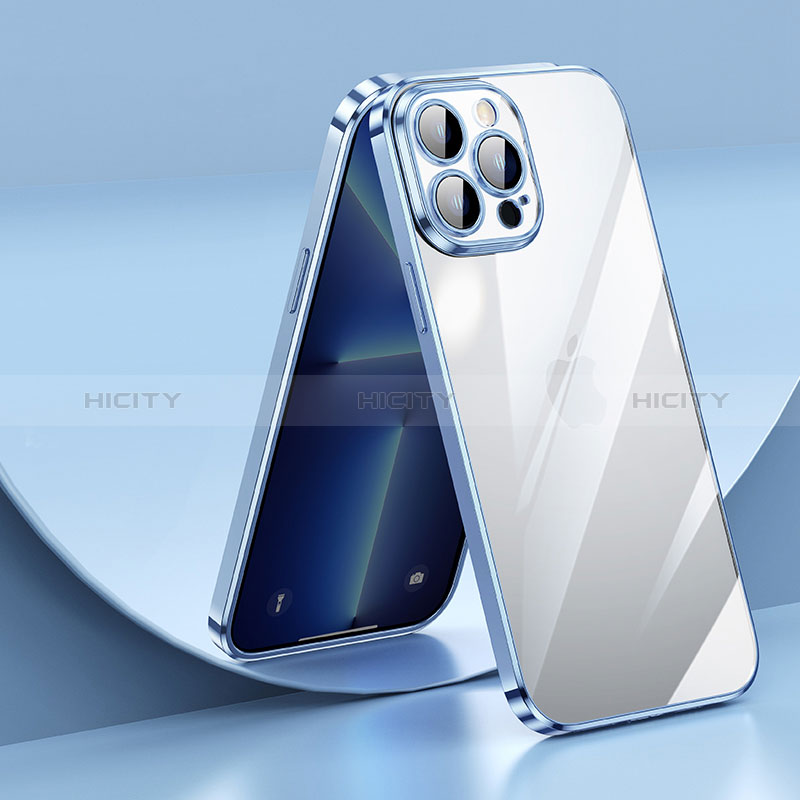 Custodia Silicone Trasparente Ultra Sottile Cover Morbida LD2 per Apple iPhone 13 Pro Max Blu