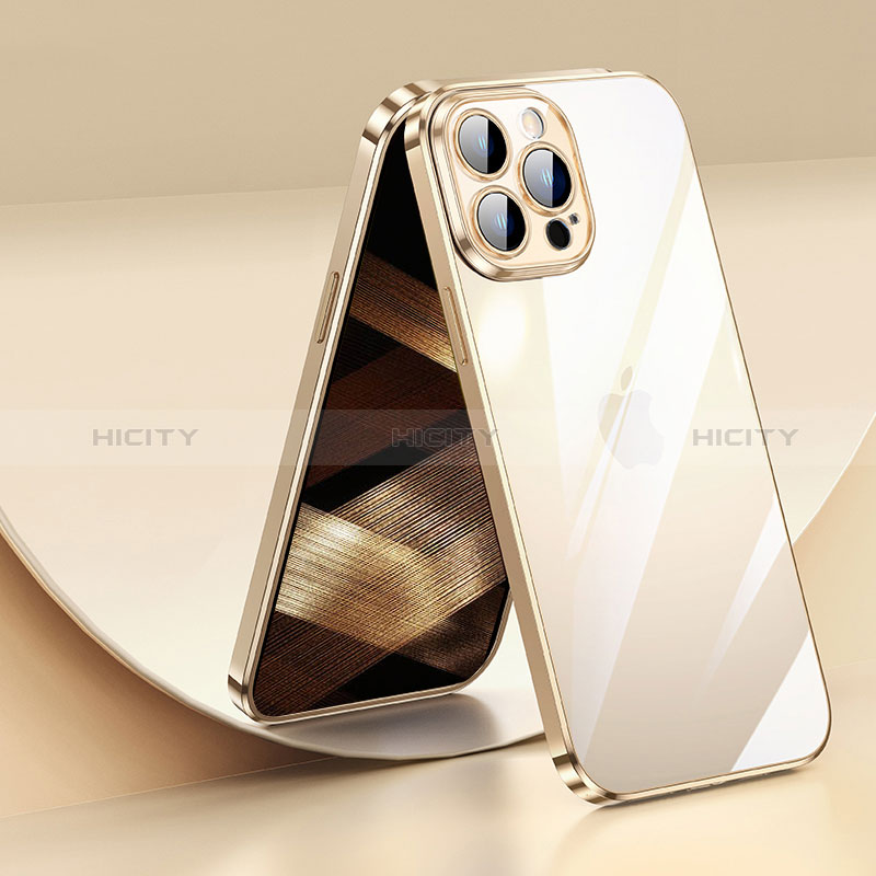 Custodia Silicone Trasparente Ultra Sottile Cover Morbida LD2 per Apple iPhone 14 Pro Max Oro