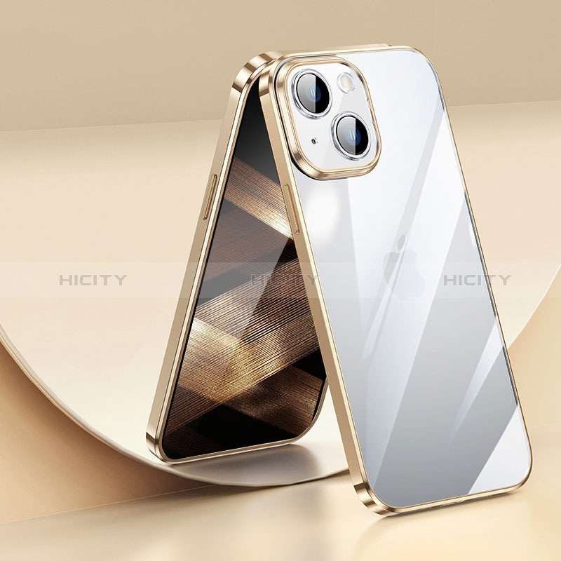 Custodia Silicone Trasparente Ultra Sottile Cover Morbida LD2 per Apple iPhone 15 Oro