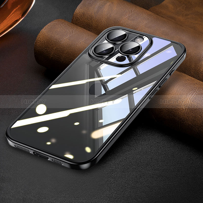 Custodia Silicone Trasparente Ultra Sottile Cover Morbida LD7 per Apple iPhone 14 Pro Max Nero