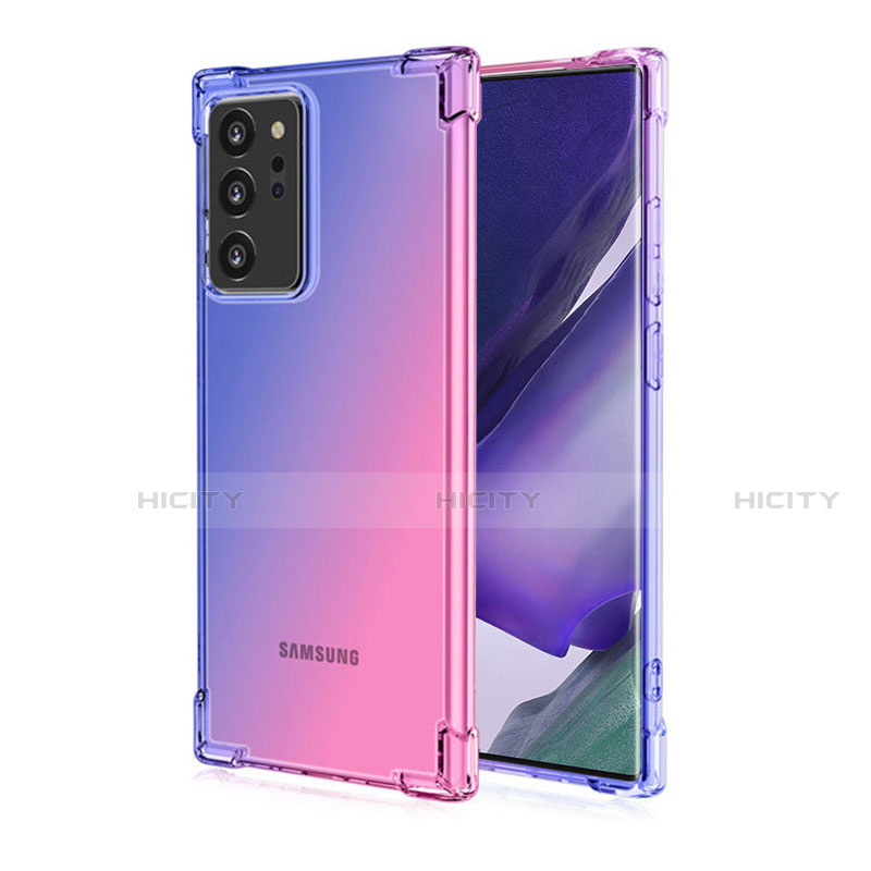 Custodia Silicone Trasparente Ultra Sottile Cover Morbida N01 per Samsung Galaxy Note 20 Ultra 5G Blu