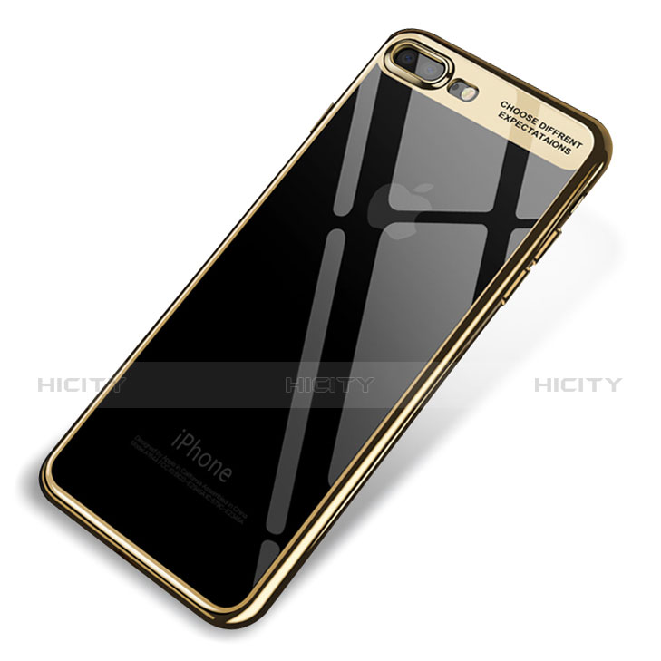 Custodia Silicone Trasparente Ultra Sottile Cover Morbida Q03 per Apple iPhone 7 Plus Oro