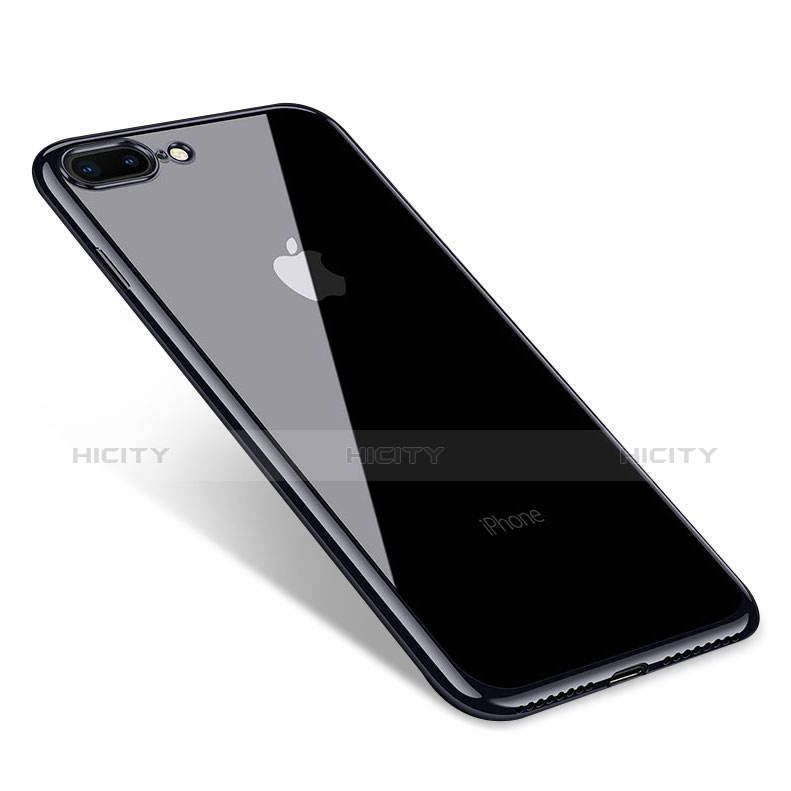 Custodia Silicone Trasparente Ultra Sottile Cover Morbida Q06 per Apple iPhone 7 Plus Nero