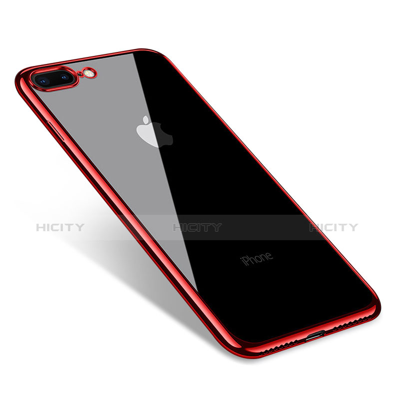 Custodia Silicone Trasparente Ultra Sottile Cover Morbida Q06 per Apple iPhone 7 Plus Rosso