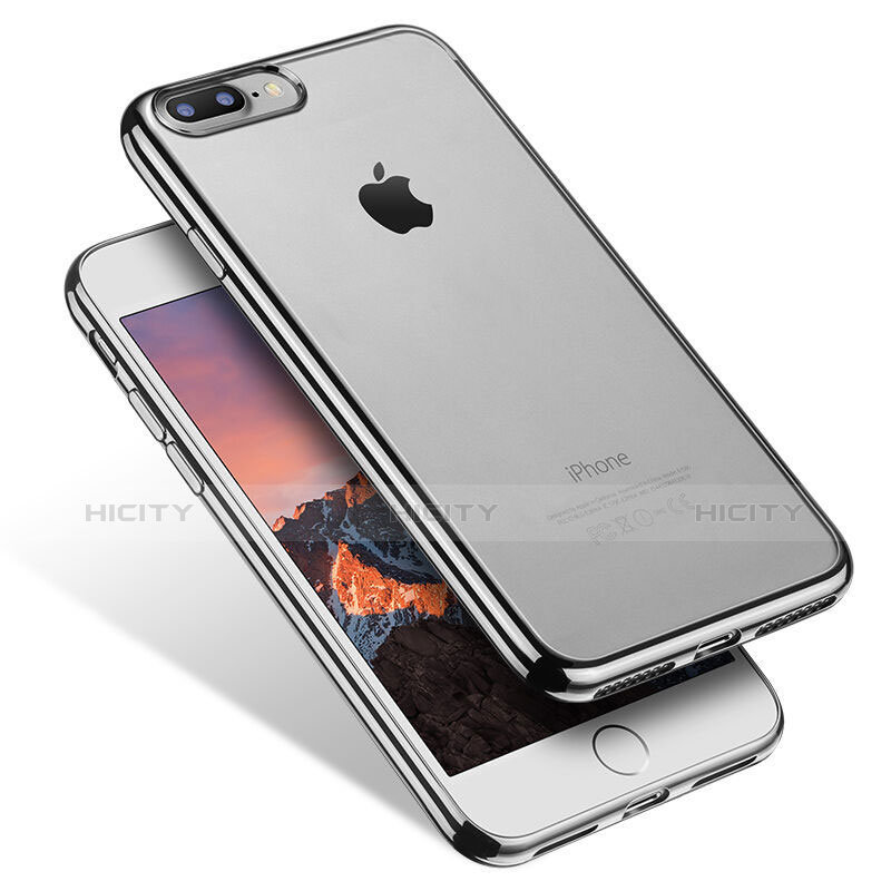 Custodia Silicone Trasparente Ultra Sottile Cover Morbida Q07 per Apple iPhone 7 Plus Nero