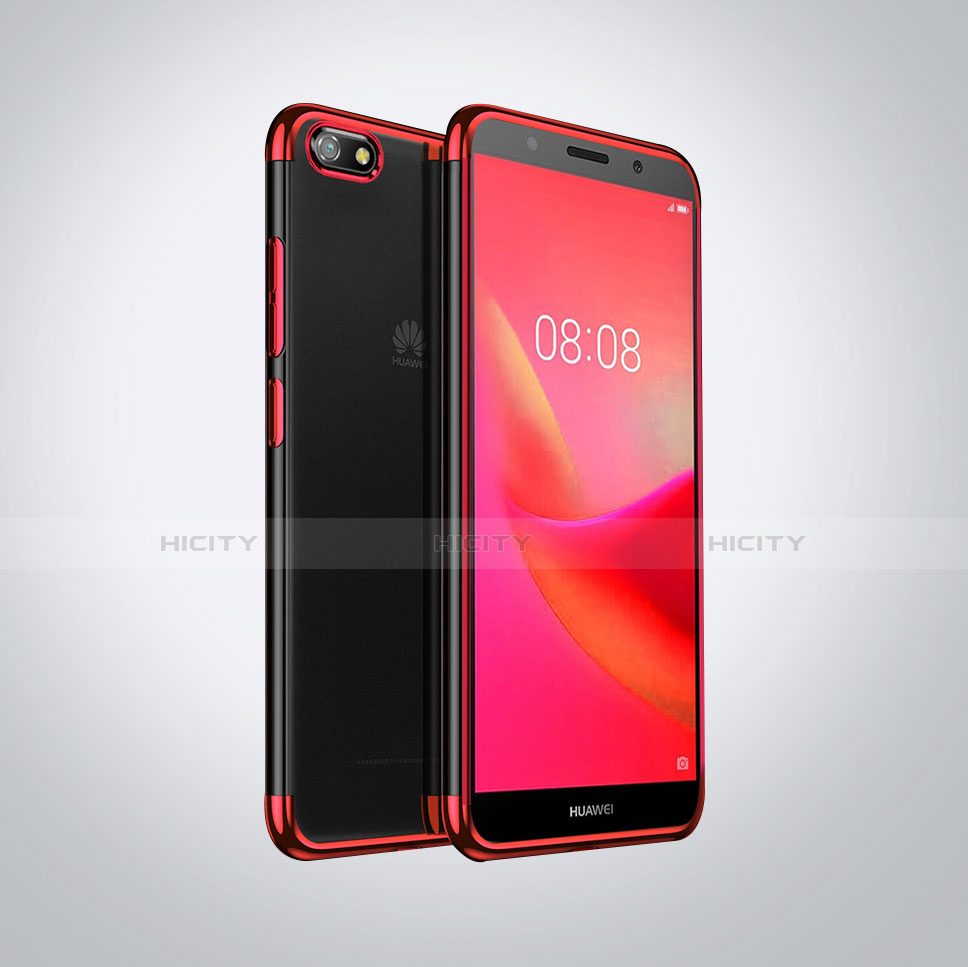 Custodia Silicone Trasparente Ultra Sottile Cover Morbida S01 per Huawei Enjoy 8e Lite Rosso