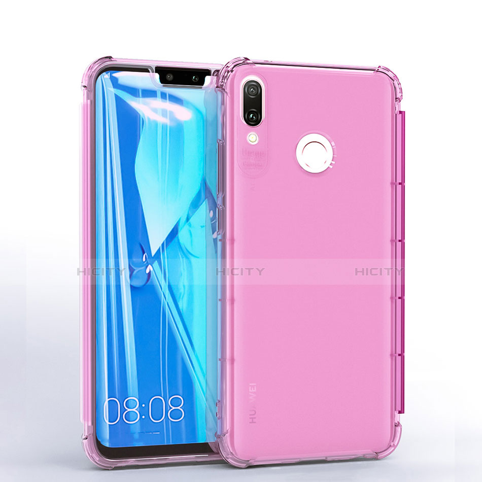 Custodia Silicone Trasparente Ultra Sottile Cover Morbida S01 per Huawei Enjoy 9 Plus Rosa