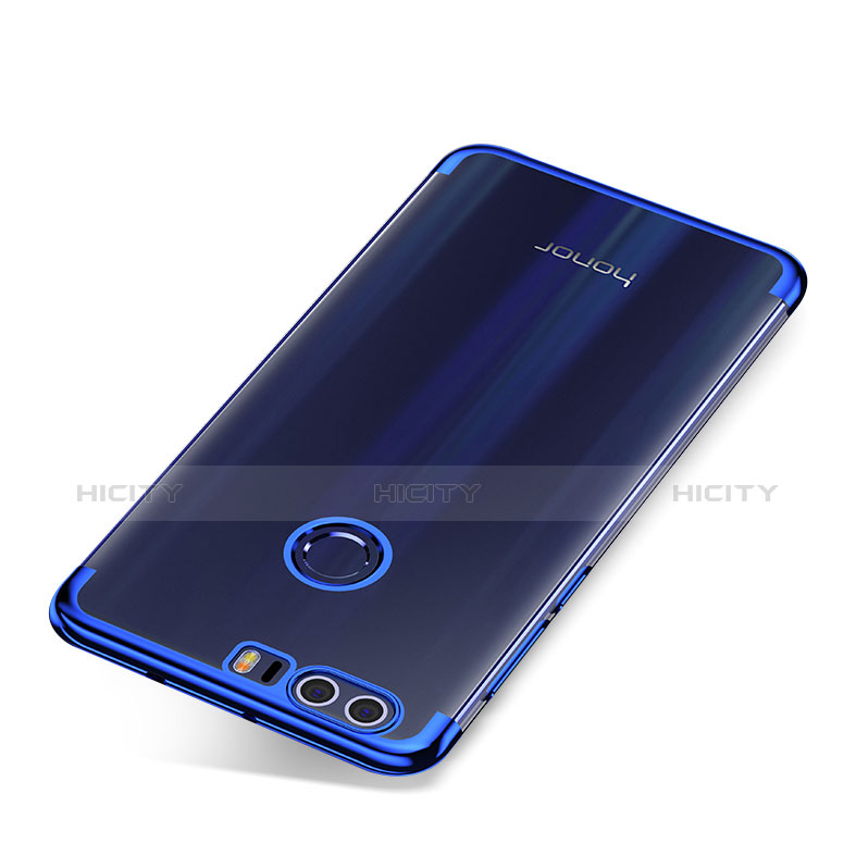 Custodia Silicone Trasparente Ultra Sottile Cover Morbida S01 per Huawei Honor 8 Blu