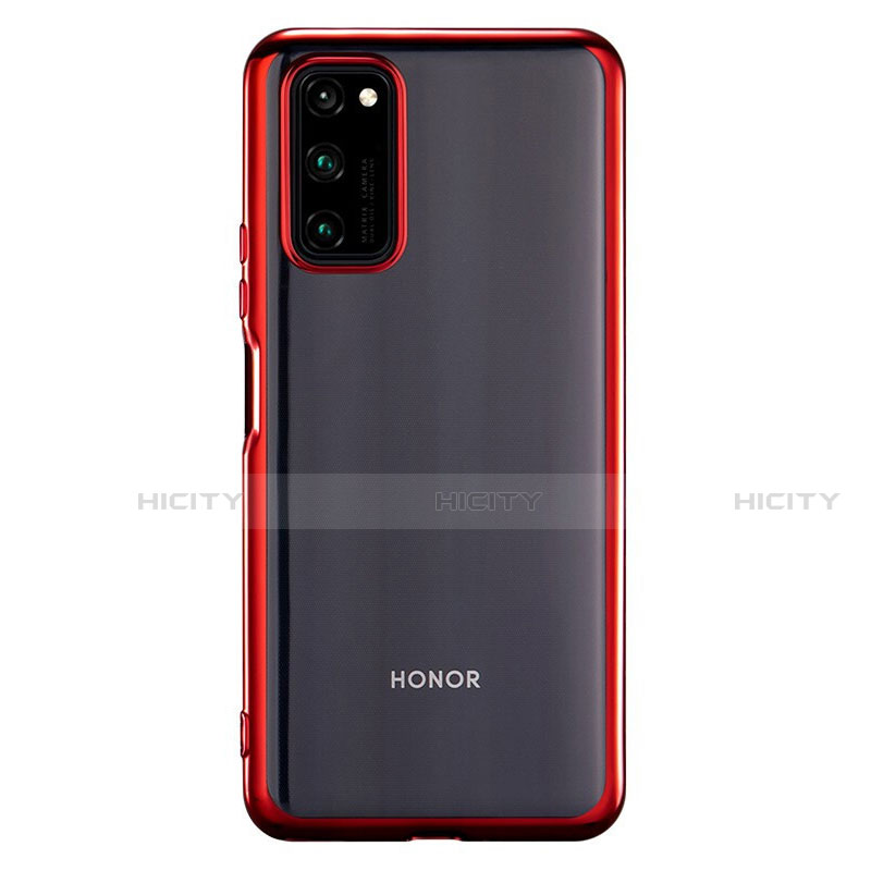 Custodia Silicone Trasparente Ultra Sottile Cover Morbida S01 per Huawei Honor V30 5G Rosso