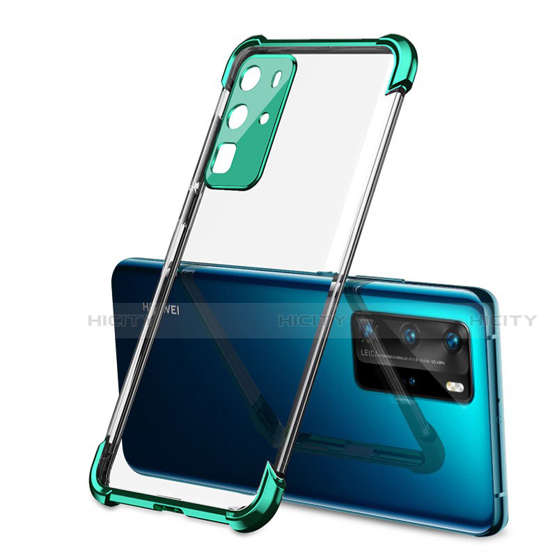 Custodia Silicone Trasparente Ultra Sottile Cover Morbida S01 per Huawei P40 Pro Verde