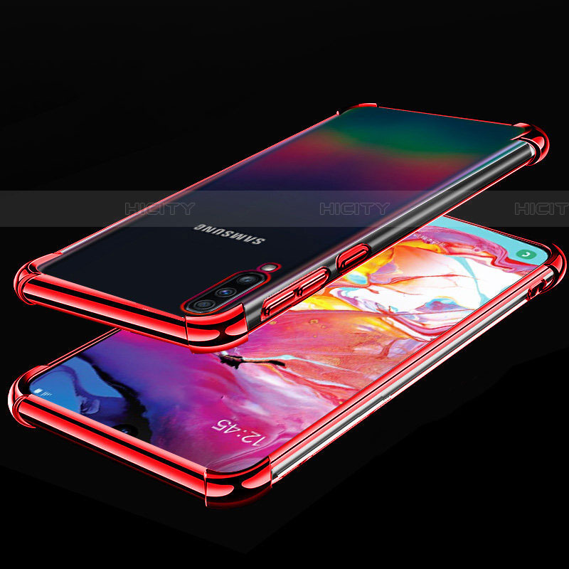 Custodia Silicone Trasparente Ultra Sottile Cover Morbida S01 per Samsung Galaxy A90 5G Rosso