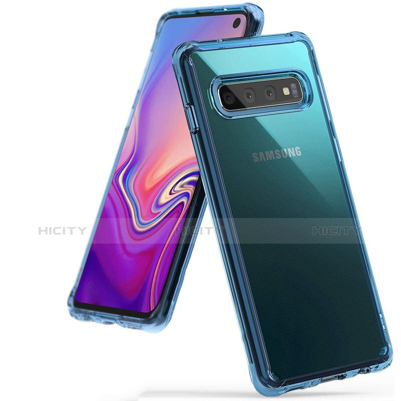 Custodia Silicone Trasparente Ultra Sottile Cover Morbida S01 per Samsung Galaxy S10 Cielo Blu