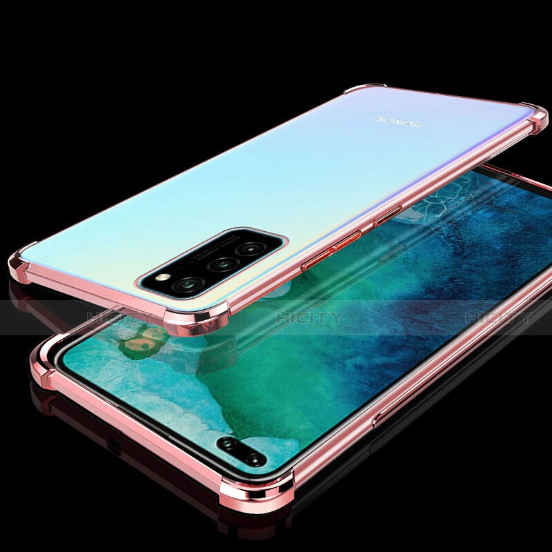 Custodia Silicone Trasparente Ultra Sottile Cover Morbida S02 per Huawei Honor V30 5G Oro Rosa