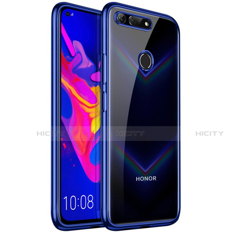 Custodia Silicone Trasparente Ultra Sottile Cover Morbida S02 per Huawei Honor View 20 Blu