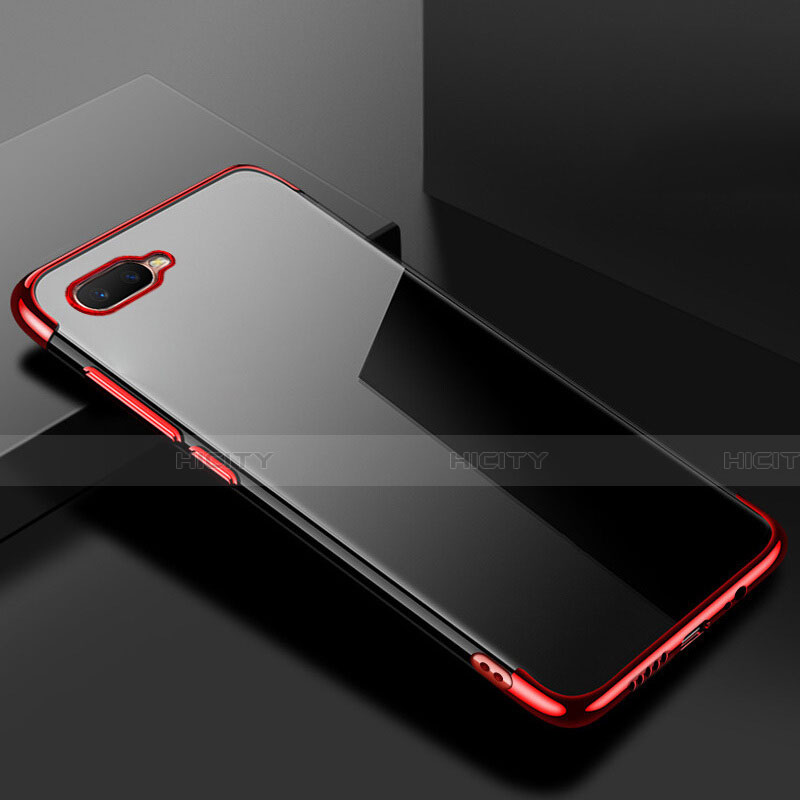 Custodia Silicone Trasparente Ultra Sottile Cover Morbida S02 per Oppo R17 Neo Rosso