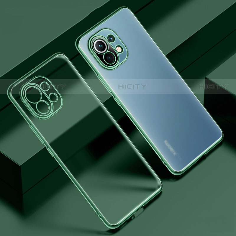 Custodia Silicone Trasparente Ultra Sottile Cover Morbida S02 per Xiaomi Mi 11 Lite 4G Verde