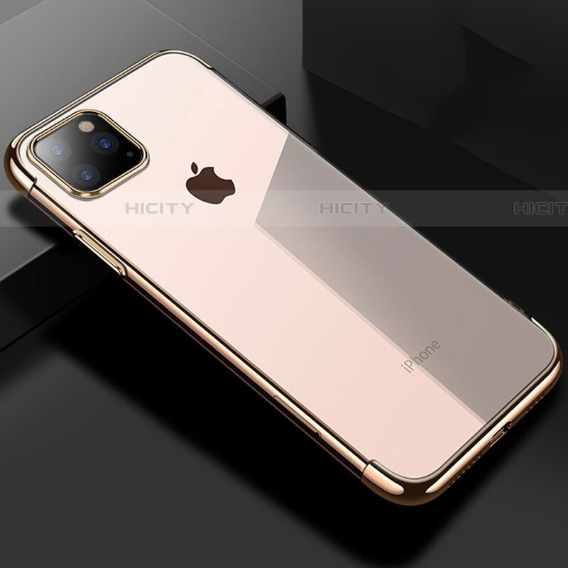 Custodia Silicone Trasparente Ultra Sottile Cover Morbida S03 per Apple iPhone 11 Pro Max Oro