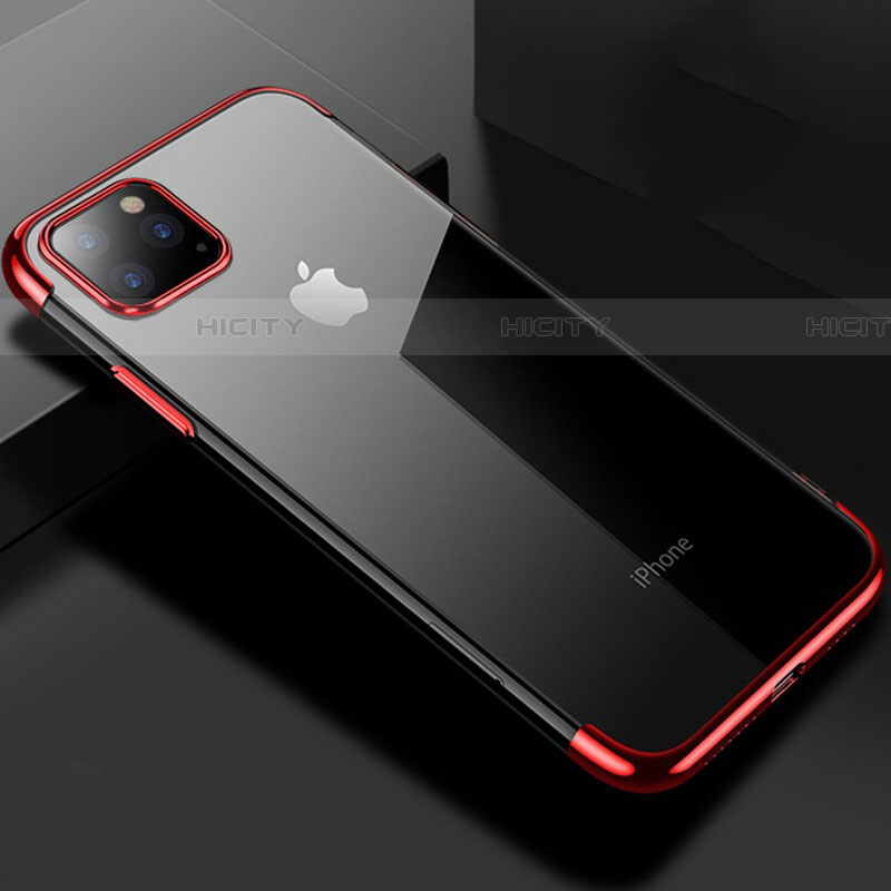 Custodia Silicone Trasparente Ultra Sottile Cover Morbida S03 per Apple iPhone 11 Pro Max Rosso