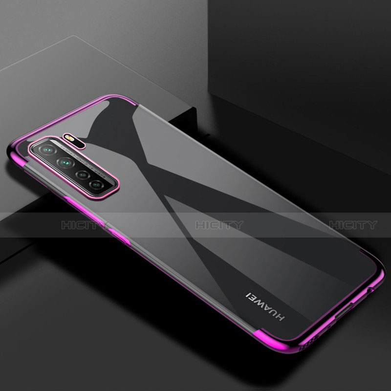 Custodia Silicone Trasparente Ultra Sottile Cover Morbida S03 per Huawei Nova 7 SE 5G Viola