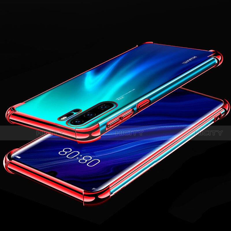 Custodia Silicone Trasparente Ultra Sottile Cover Morbida S03 per Huawei P30 Pro New Edition Rosso