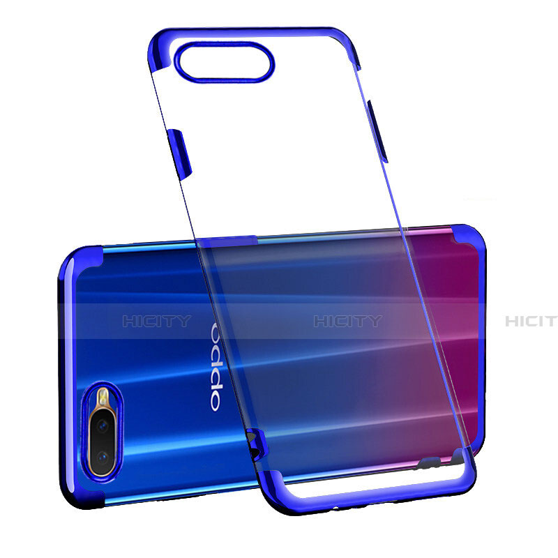 Custodia Silicone Trasparente Ultra Sottile Cover Morbida S03 per Oppo K1 Blu