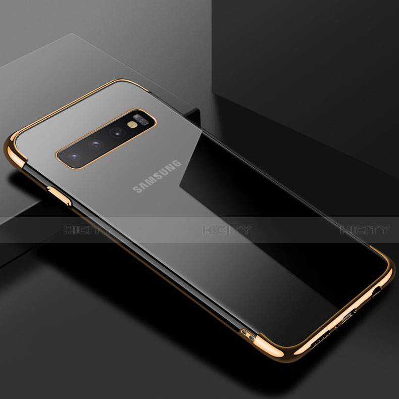 Custodia Silicone Trasparente Ultra Sottile Cover Morbida S03 per Samsung Galaxy S10 5G Oro