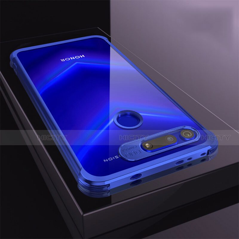 Custodia Silicone Trasparente Ultra Sottile Cover Morbida S04 per Huawei Honor V20 Blu