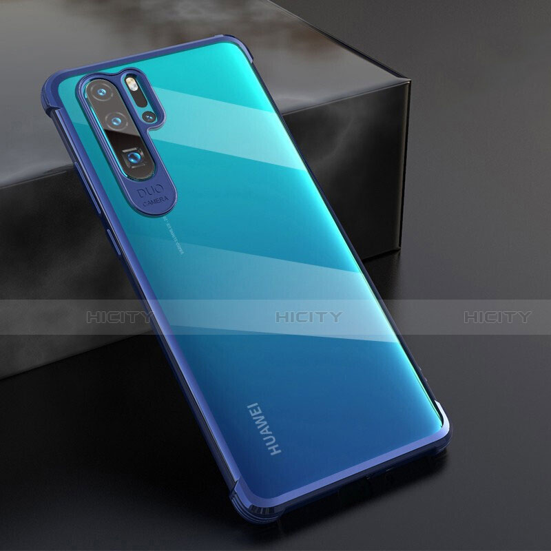 Custodia Silicone Trasparente Ultra Sottile Cover Morbida S04 per Huawei P30 Pro Blu