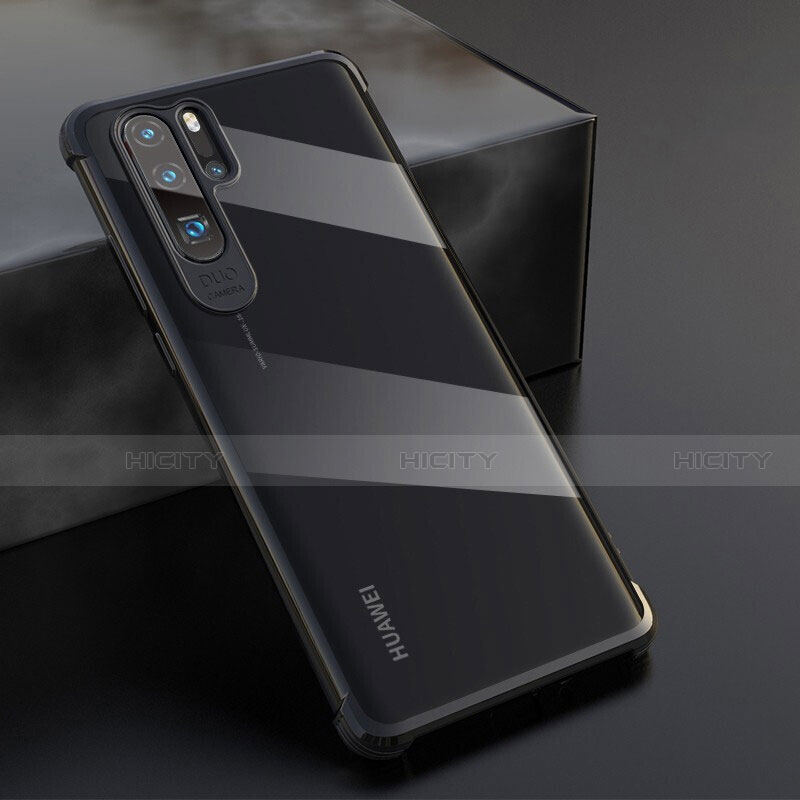 Custodia Silicone Trasparente Ultra Sottile Cover Morbida S04 per Huawei P30 Pro New Edition Nero