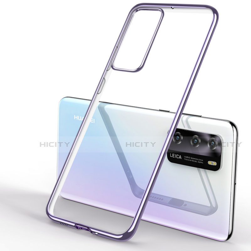 Custodia Silicone Trasparente Ultra Sottile Cover Morbida S04 per Huawei P40 Viola