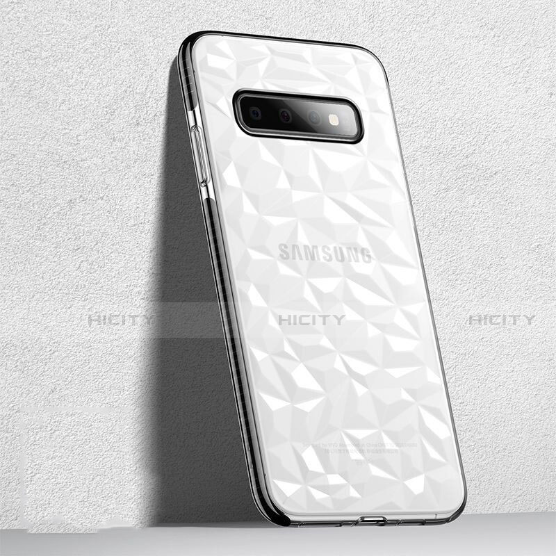 Custodia Silicone Trasparente Ultra Sottile Cover Morbida S04 per Samsung Galaxy S10 Bianco