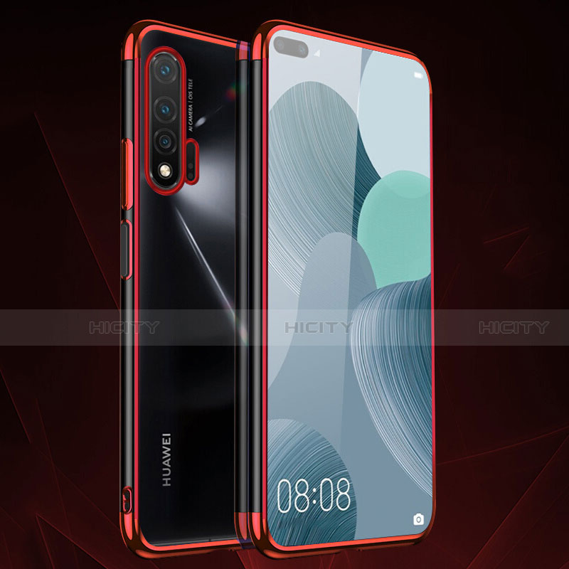 Custodia Silicone Trasparente Ultra Sottile Cover Morbida S05 per Huawei Nova 6 5G Rosso