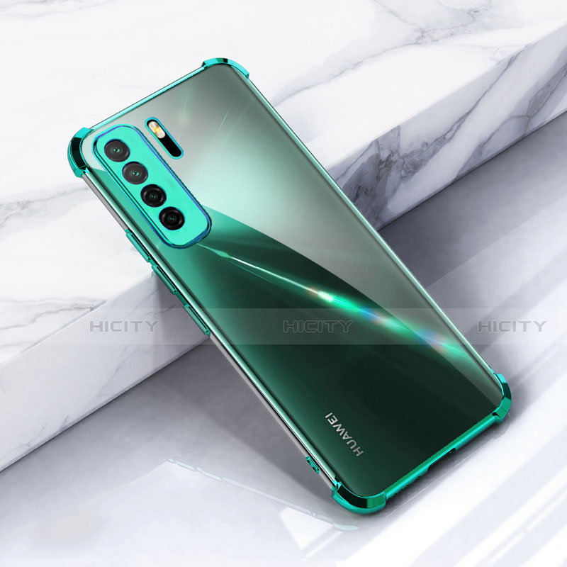 Custodia Silicone Trasparente Ultra Sottile Cover Morbida S05 per Huawei P40 Lite 5G Verde