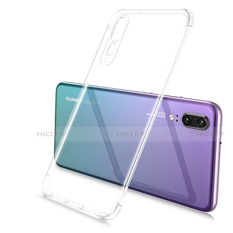 Custodia Silicone Trasparente Ultra Sottile Cover Morbida S06 per Huawei P20 Chiaro