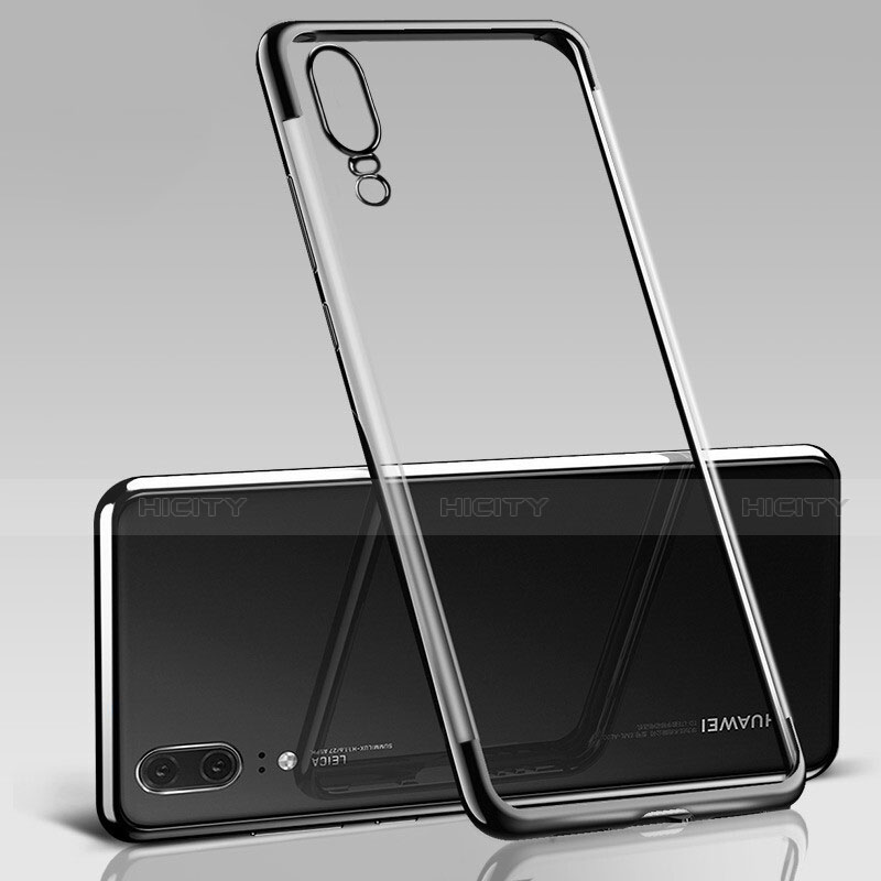 Custodia Silicone Trasparente Ultra Sottile Cover Morbida S09 per Huawei P20 Nero