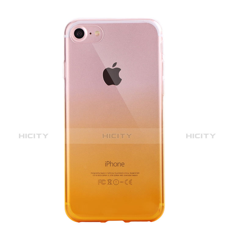 Custodia Silicone Trasparente Ultra Sottile Cover Morbida Sfumato G01 per Apple iPhone 8 Giallo